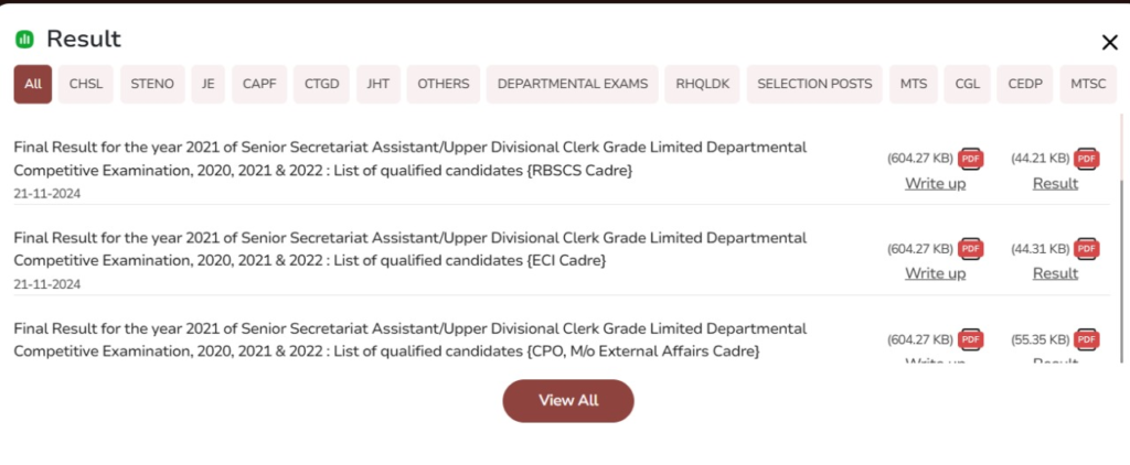 SSC CGL Result 2024 Live